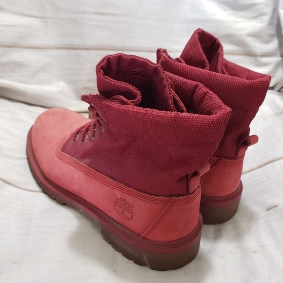 Timberland Red Leather Heritage Icon Roll Top Work Boots Youth Size 5.5 Womens 7 - Picture 4 of 11